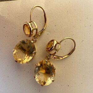 Citrine and Gold Elegant Earrings
